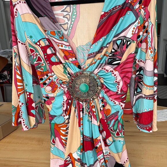 SKY Brand Vintage Top with Medallion Silk Knit Size Medium - Picture 8 of 11